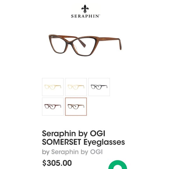 Womens Seraphin Brown Starlight Cat Eyeglasses Frames 54-17-140 Handmade Japan - Picture 9 of 9
